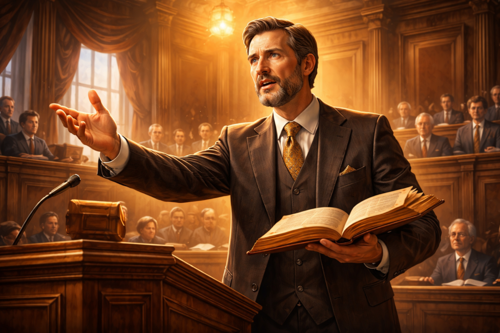 Advogado em pleno julgamento